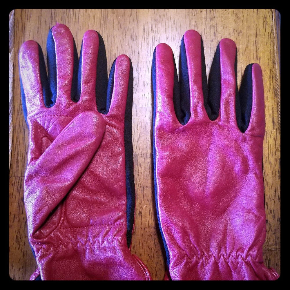Red leather gloves